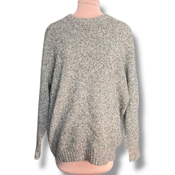 Vintage 80s Pringle of Scotland Wool Sweater Gray Speckled Knit Crewneck Unisex - Picture 14 of 14